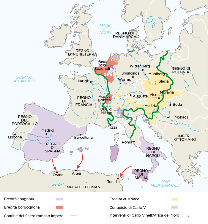I possedimenti di Carlo V in Europa 