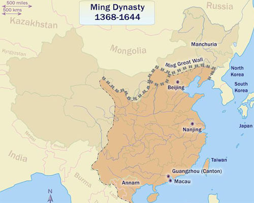 L'estensione territoriale della Cina sotto la dinastia Ming